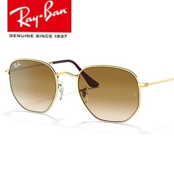Ray Ban Hexagonal Gradient Brown Lenses RB3548N Gold Frame - Picture 3 of 16